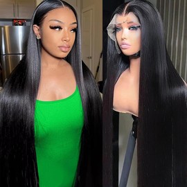 20 Inch 13X6 HD Transparent Lace Front Wig Human Hair Pre Plucked Straight Wave Human Hair Wigs 220% Density 13X6 Frontal Wig With Baby Hair Glueless Wigs For Women 230g