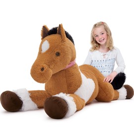 MaoGoLan Large Horse Stuffed Animal for Boy, Big Spotted Horse Plush Toy for Girl, Ridable Stuffy Pony for Kid, Stuffed Pony Plush Pillow for Baby Shower, Birthday Gift or Party Favor, 47 inches