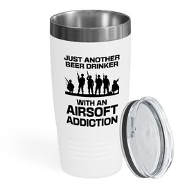 Flairy Land Airsoft White Edition Tumbler 20oz - an Airsoft Atdiction - Gameplay Tactical With Boys Boyfriend Dad Friend For Player Paintball Competition Sport Hobbies