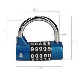 KOTARBAU® Combination Shackle Lock 65 mm Round 5-Digit Combination Lock Combination Lock Padlock Burglary Protection