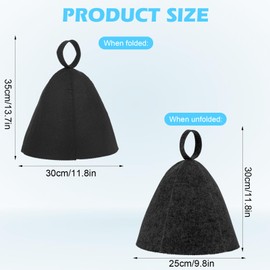 Pack of 2 Sauna Hat Felt, Wool Sauna Hat, Soft Sauna Cap, Sauna Hat Felt Hat, Absorbent, Sauna Accessories for Men and Women, Head Protection, Universal Size (Grey, Black)