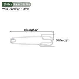 YOKIVE Pack of 50 Safety Pins, Large Metal Needles, Craft Making, Ideal for Clothing, Knitting, Sewing (White, 2.48 inches)