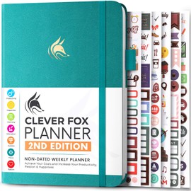 Clever Fox Planner 2nd Edition – Colorful Weekly & Monthly Goal Planner, Time Management & Productivity Organizer, Undated, A5 (Turquoise)