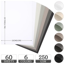 Grey Tones Cardstock - 60 Sheets 6 Colours Blue A4 Size Card Stock Paper 250gsm/92lb Heavy Weight Card Stock for Printer, Card Making, DIY Crafts, Scrapbooking PAC06MX6