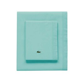 Lacoste 100% Cotton Percale Sheet Set, Solid, Water Blue, California King