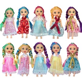 Huang Cheng Toys Mini Dolls for Girls，3 Inch Little Dolls Girl Dolls for Dollhouse，Include 10 Pieces Girl Small Dolls, 10 Sets Handmade Doll Clothes