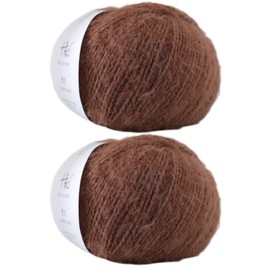 Lerchiyar Snowbaby Wool Acrylic Blend Long Pile Yarn,(Worsted) Warm and Luxurious Fuzzy Yarn for Knitting and Crocheting DIY Hats Scarves Sweaters, 2 * 3.52oz/100g 207yds(04-Coffee)