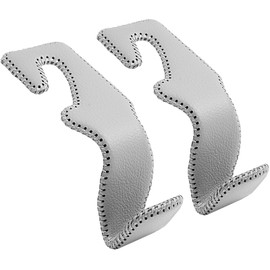 TISOHUGO Car Seat Hooks, Cars Backseat Headrest Hangers Genuine Leather Stylish Vehicle Organizer Holders for Purse Clothes Hat Grocery, 2 Pack, Gray