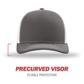 Richardson Unisex 112 Trucker Adjustable Snapback Baseball Cap, Split Charcoal/White, One Size Fits Most