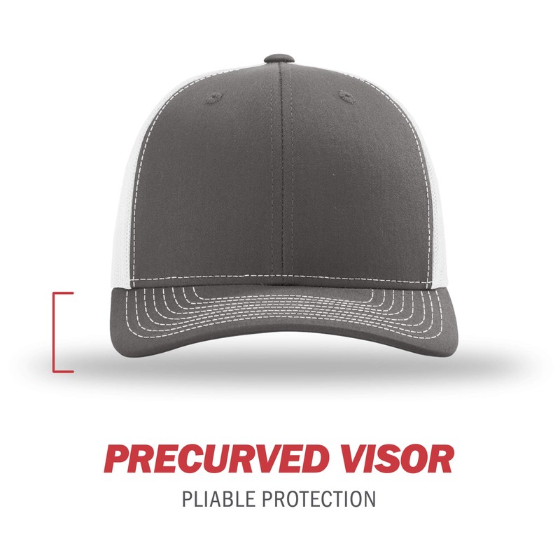 Richardson Unisex 112 Trucker Adjustable Snapback Baseball Cap, Split Charcoal/White,