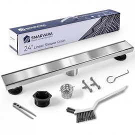 24-Inch Linear Shower Drain with Adjustable Cover & Hair Catcher