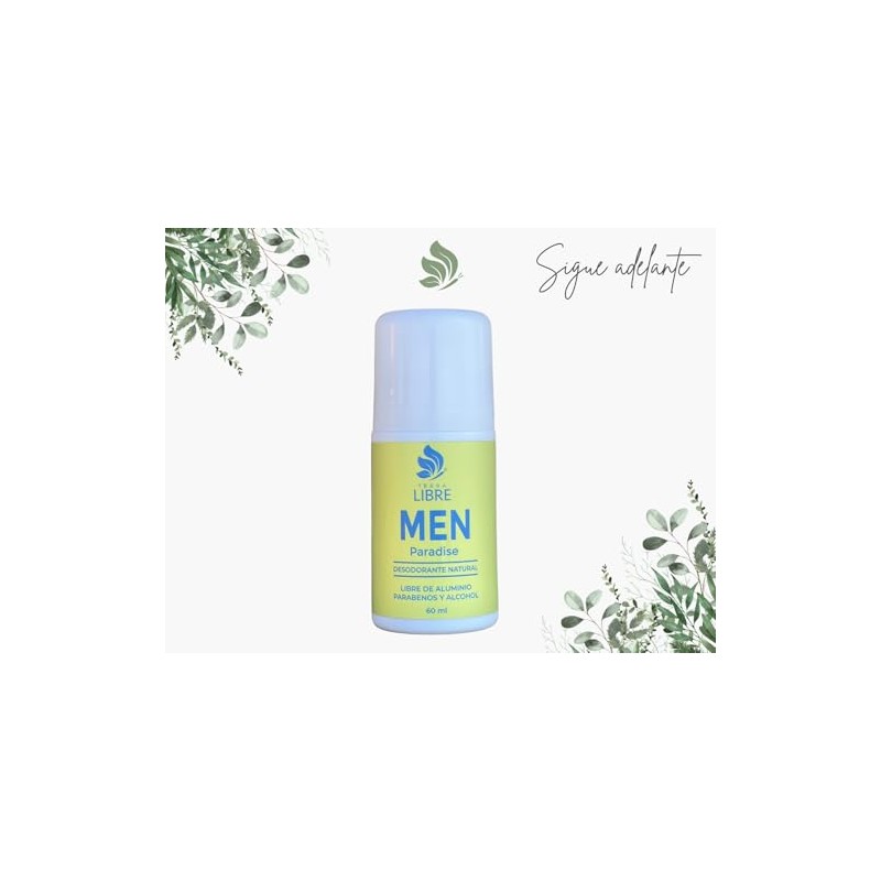 Desodorante Natural Hombre Roll On Paradise 60ml 2 Pza