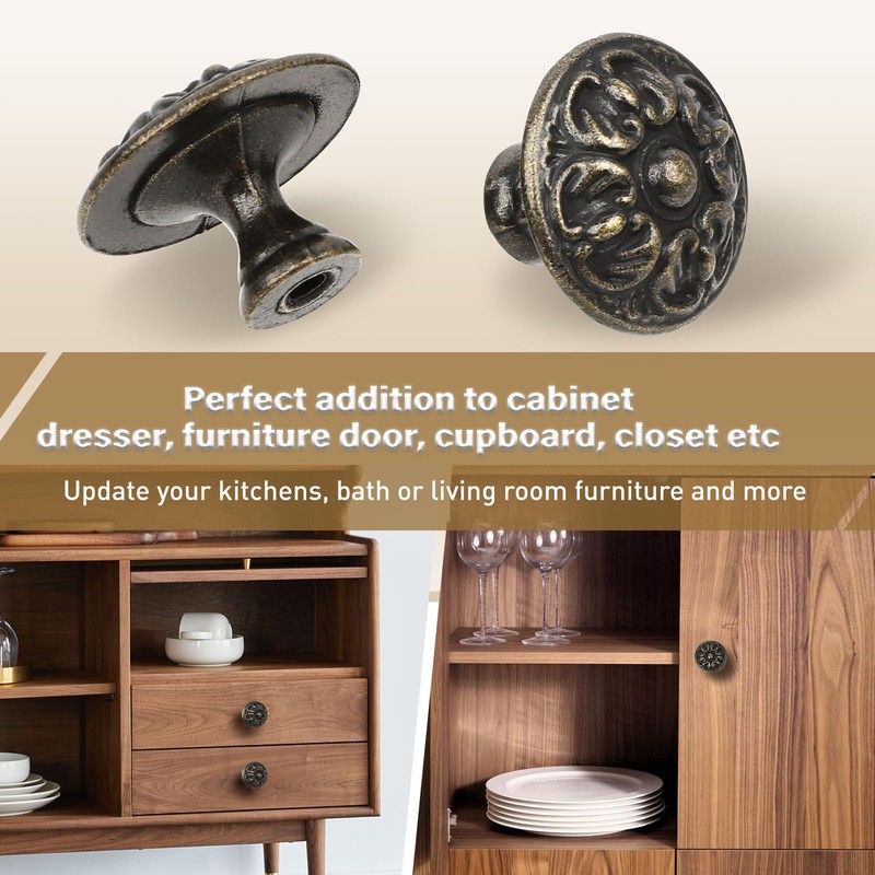 ShipeeKin 6 x Retro Antique 30 mm Furniture Knobs Drawer
