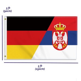 Large 90 x 150 cm Germany Serbia Flag, Large 150D German Serbia Friendship Banner, Durable Germany Flag, Doube Side Print, Decor, Brass Eyelets, Large Serbia