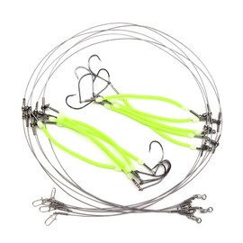 High-Strength 49 Strands Steel Surf Fishing Rigs with 2 Hooks,Saltwater Fishing Assecories Nylon-Coating Steel Wire with Hooks Swivels Snap Connect 2 Arm Rig (Hook Size 22#)