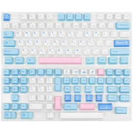 Guffercty kred 141 Cherry MX keycaps PBT Key Cap Cover Set 60 Percent Dye-Sub for Mx Switch Mechanical Keyboard (Cherry/Milk Cover)