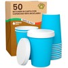 50 Blue Paper Coffee Cups 200ml with Paper Lids Hot