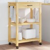 TREATLIFE HOME Maximize Kitchen Storage with Wooden Trolley, Solid Pine