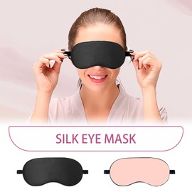 Set of 4 Eye Masks for Sleeping Adjustable Blindfold Silk Sleeping Mask Eye Cover with Adjustable Strap for Men and Women Unisex Set for Home or Travel (Black Peach Pink)