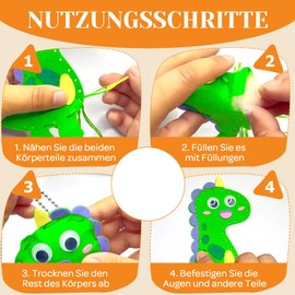 Set di cucito fai da te per bambini, set di cucito per forme di animali in feltro per bambini e principianti, pacchetto di cucito in feltro per ragazze, cucito creativo, ornamenti di peluche riempiti