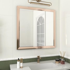 HelloWall 3in X 50ft Metallic Wallpaper Border Peel and Stick Mirror Frame Border Rose Gold Stainless Steel Molding Trim Borders Waterproof Bathroom Tile Sticker Wall Trim for Fireplace Mirror Edging