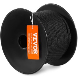 Braided Nylon Cord 3/16 Inch 250 Feet 32-Strand Design 720 LBS Tensile Strength Black Multi-Purpose Outdoor Tr Guy RopesDefault: Default