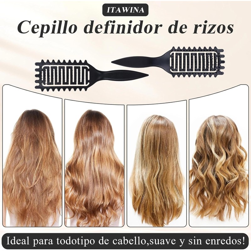 Cepillo para Cabello Rizado, Definidor de Rizos, Beige