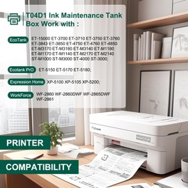 TKNCCC T04D1 T04D100 Ink Maintenance Box for ET-15000 ET2800 ET-3760 ET-4750 ET-3750 ET-4760, XP-5100 ET-3710 ET-5150 ET-3830 ET2720 ET2750 ET-M2170, L4266 Printers T04D1/T04D100/EWMB2/04D1 (2-Pack)