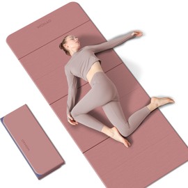 WOHAO Foldable Thickened Non-Slip Multi-Purpose TPE Fitness Yoga Mat – 70x24 Inch Eco-Friendly Exercise Mat for Home/Studio Workouts, Pilates & More (Pink + Navy)