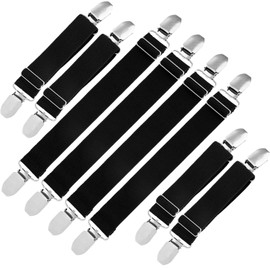Boao 8 Pcs Garter Clips Pant Clips for Boots Adjustable Elastic Boot Straps Clamp for Pants for Women and Men Favors(Black)
