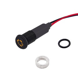 Taiss LED Indicator Pilot Dash Light (Check Engine) Yellow, 5/16"(8mm)12V LED Metal Signal Indicator Light.