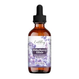 Earthley Wellness Elderberry Elixir Drops, Herbal Elderberry Syrup Alternative, Powerful Immune & Respiratory Support, Shelf Stable with Mullein, Orange Peels, and Cloves (2oz, Kids, 120+ doses)