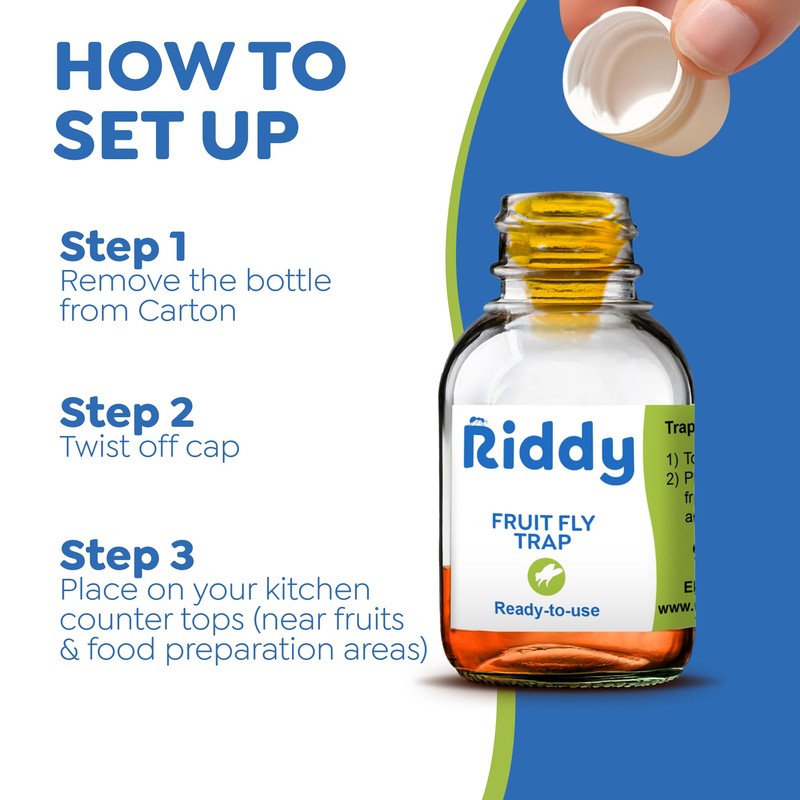 Riddy Fruit Fly Traps – Non-Toxic, Ready-to-Use, Long-Lasting Solution for