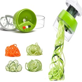 Vegetable Grater, Handheld Spiralizer Vegetable Slicer, 4-in-1 Manual Vegetable Spiralizer, Adjustable Zucchini Spiral Slicer, Suitable for Vegetables, Pasta, Salads, etc