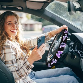 SISROW Purple Butterfly Steering Wheel Cover Women Men Cute Animal Butterflies Universal Steering Wheel Protector Steering Wheel Covers Car Accessories for Women Men Steering Wheel Cover 15 Inch