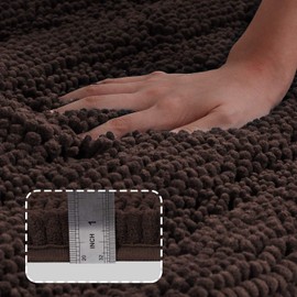 Turquoize Luxury Non-Slip Bath Mat Soft and Absorbent Microfiber Bathroom Rugs Thick Floor Rugs for Bathroom/Kitchen/Living Room, Machine Washable, Striped Pattern, 47"x 17", Brown