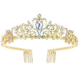 Crystal Rhinestones Wedding Tiara with Comb for Bridal Wedding Princess Queen Coronation Birthday Party Silver Crown Girl and Women Carnival Party Holiday Celebration for Adults