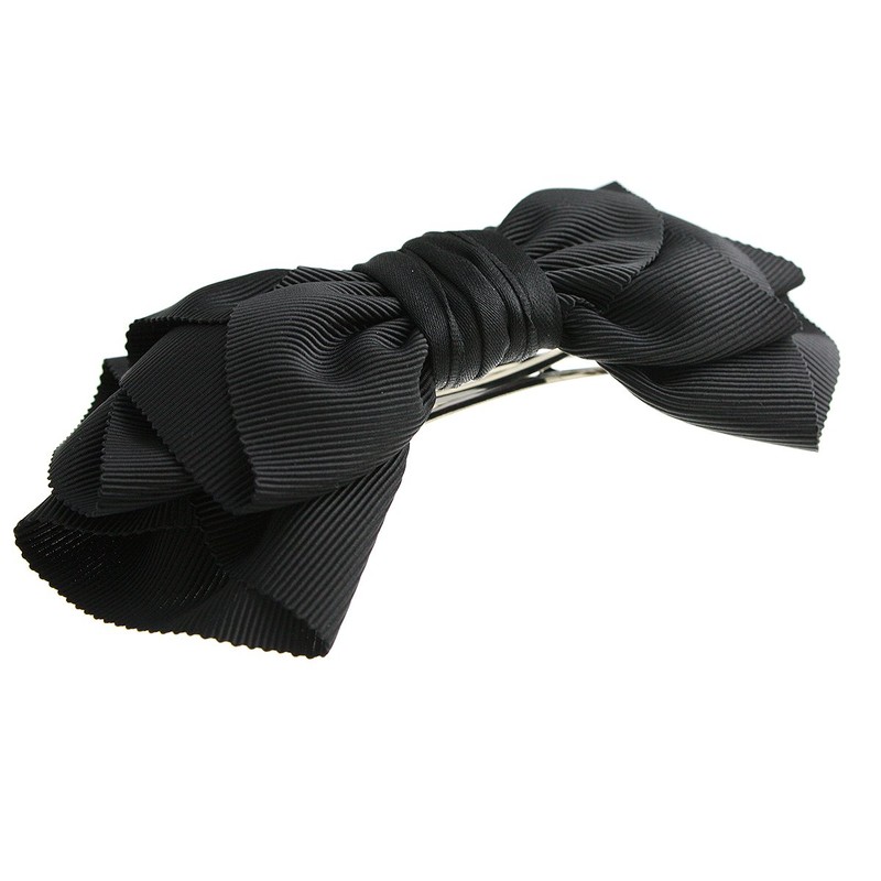 Vingtaine H-556A-BK Grosgrain Ribbon Barrette Hair Accessory Head Dress Black
