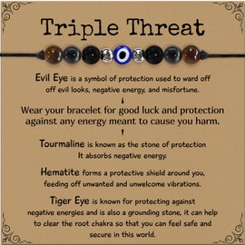 ZOKCC Crystal Healing Bracelets Gifts for Women: Spiritual Natural Stone Triple Threat Bracelets Christmas Birthday Graduation Gifts for Friends Sister Bestie Mom Daughter