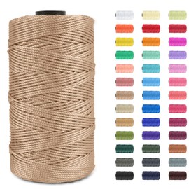 JeogYong Polypropylene Macrame Cord 1.5mm x 656 feet Thick 3 Strand Twisted 100% Polypropylene Rope Twine String Macrame Yarn, Colored Knitting & Crochet Bag Cord Crochet Thread Supplies for Knitter