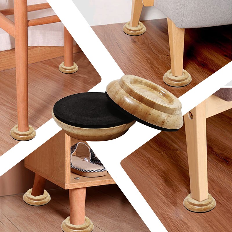 4pcs Hardwood Upright Piano Caster Cups Set of Oak Furniture
