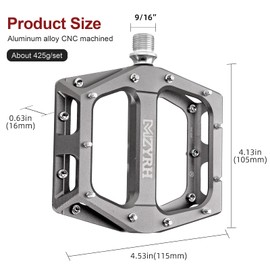MZYRH Road/Mountain Bike Pedals MTB Pedals Aluminum Alloy Bicycle Pedals 9/16" Sealed Bearing Lightweight Platform for Road Mountain BMX MTB Bike (Ti)
