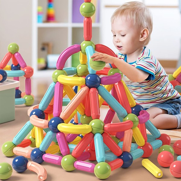 BAKAM Magnetic Building Blocks for Kids Ages 4-8, STEM Construction Toys for Boys and Girls, Large Size Magnetic Sticks and Balls Game Set for Kid’s Early Educational Learning (42PCS)