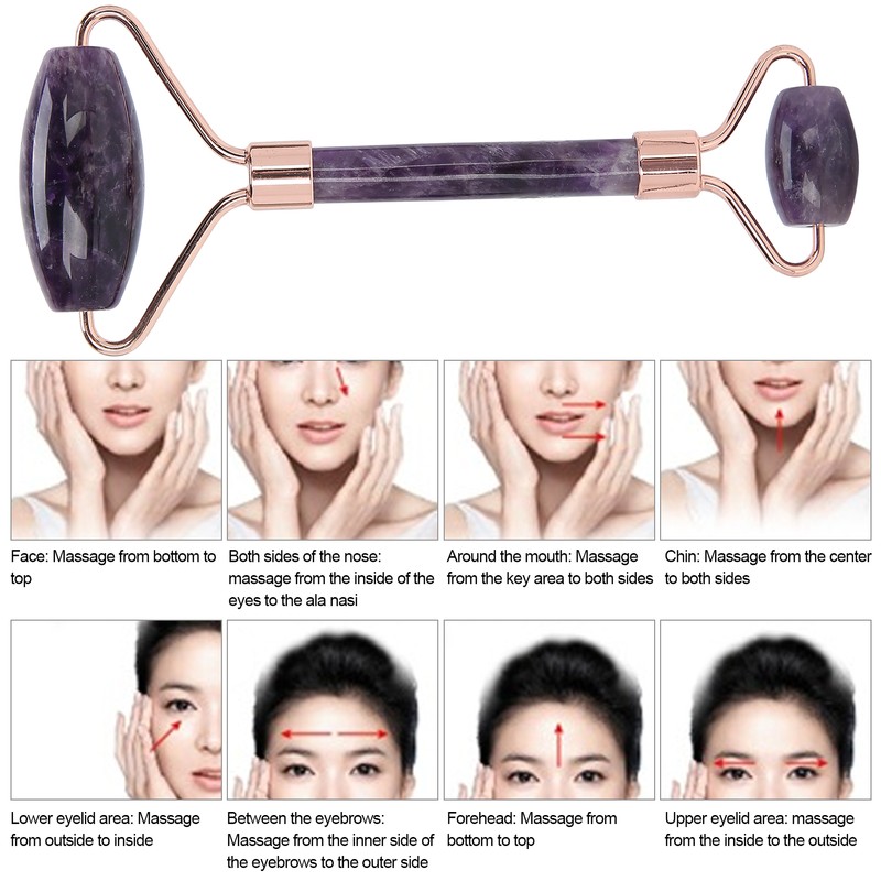 Portable Face Roller Massager Facial Beauty Roller Heart Shaped Gua