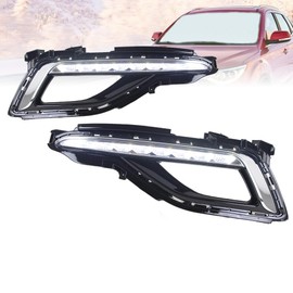 SEANESZTI White LED Daytime Running Lights Fit for 2015 2016 2017 Hyundai Sonata 9th Generation,12V Driving Lamps Assembly Replacement, Driver and Passenger Side, Black