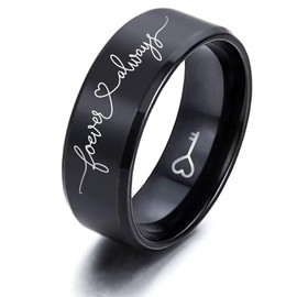 AONEW Lock Key Couple Ring Love Always Matching Promise Wedding Band Sets Stainless Steel Ring 6mm 8mm Comfort Fit Men Size 8