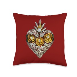 Hispanic Heritage Sacred Heart, Mexican ART Sagrado Corazon Throw Pillow