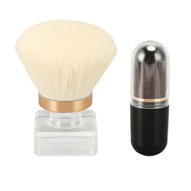 Make Up Powder Brush, Round Head Powder Brush, with Soft Bristles and Ergonomic Handle, Black Capsule for Blush and Nail Powder