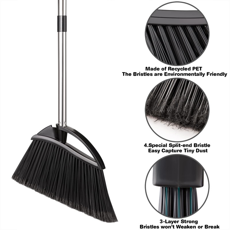 Yangbaga Long Handled Dust Pan and Broom Set for Home,Heavy