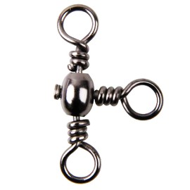 Fishing Swivels Triple Swivel Three 3 Way Cross-Line Barrel Fishing Swivels Set Brass T-Shape Triple Swivel Connector Fast Rolling Swivels Fishing Tackle 11 (Size 4#-50pcs)